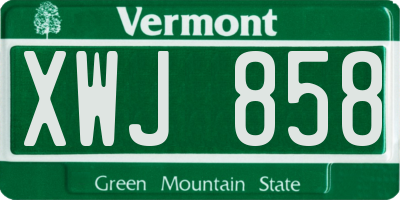 VT license plate XWJ858