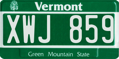 VT license plate XWJ859