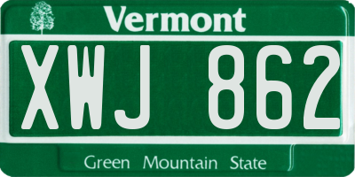 VT license plate XWJ862