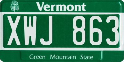 VT license plate XWJ863