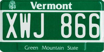 VT license plate XWJ866