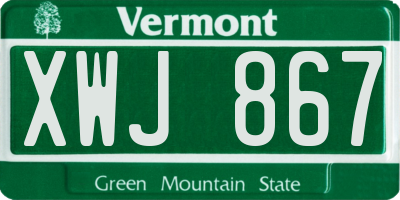 VT license plate XWJ867