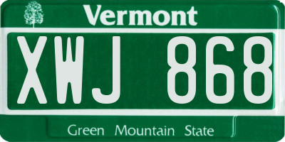 VT license plate XWJ868