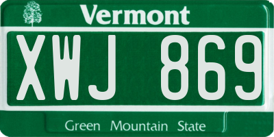 VT license plate XWJ869