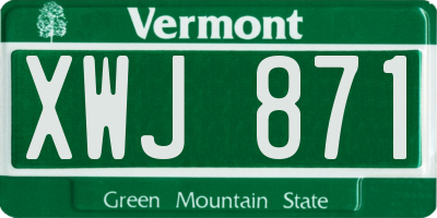 VT license plate XWJ871