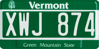 VT license plate XWJ874