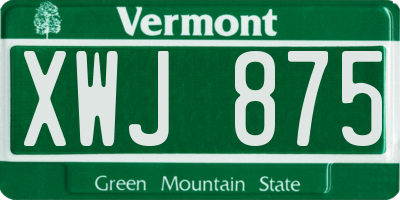 VT license plate XWJ875