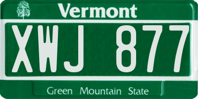 VT license plate XWJ877