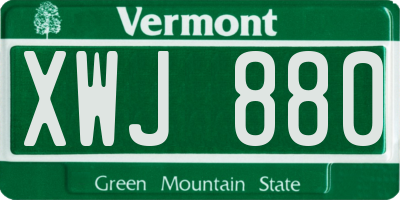VT license plate XWJ880