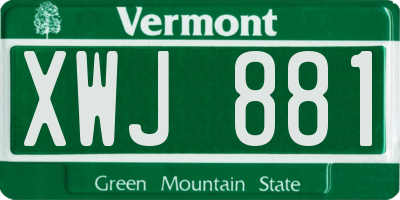 VT license plate XWJ881