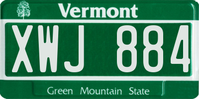 VT license plate XWJ884