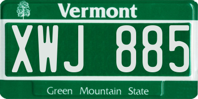 VT license plate XWJ885