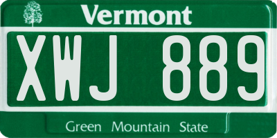 VT license plate XWJ889