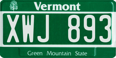 VT license plate XWJ893