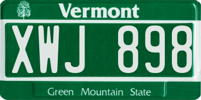 VT license plate XWJ898