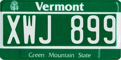VT license plate XWJ899