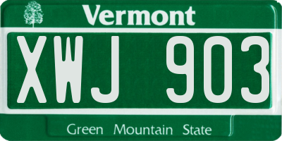 VT license plate XWJ903