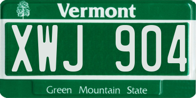 VT license plate XWJ904