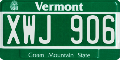 VT license plate XWJ906
