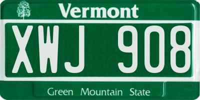 VT license plate XWJ908