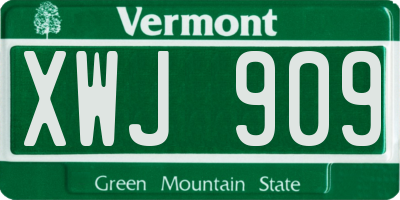 VT license plate XWJ909
