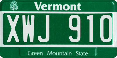 VT license plate XWJ910