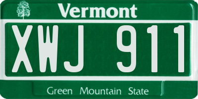 VT license plate XWJ911