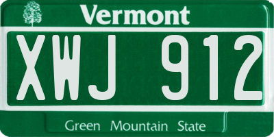VT license plate XWJ912
