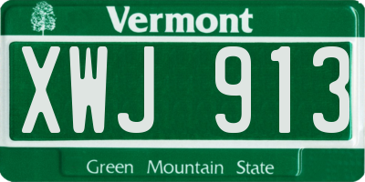 VT license plate XWJ913