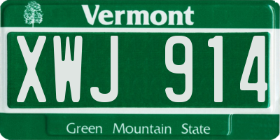VT license plate XWJ914