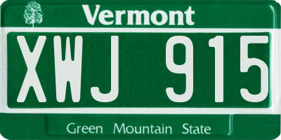 VT license plate XWJ915