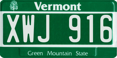 VT license plate XWJ916