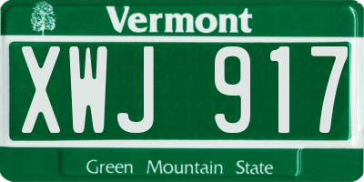 VT license plate XWJ917