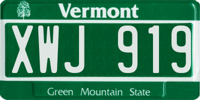 VT license plate XWJ919