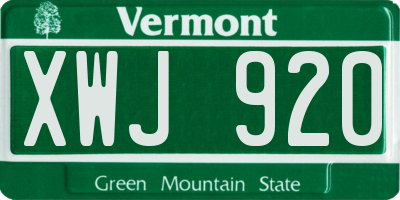 VT license plate XWJ920
