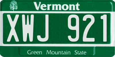 VT license plate XWJ921