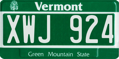 VT license plate XWJ924