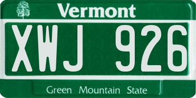 VT license plate XWJ926