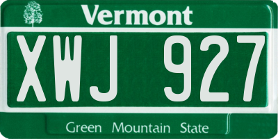 VT license plate XWJ927