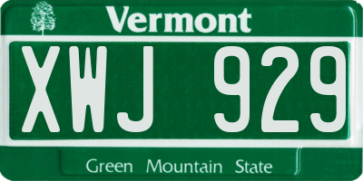 VT license plate XWJ929