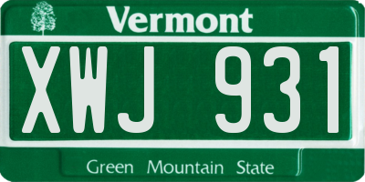 VT license plate XWJ931