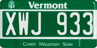 VT license plate XWJ933