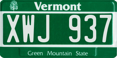 VT license plate XWJ937