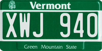 VT license plate XWJ940