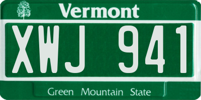 VT license plate XWJ941