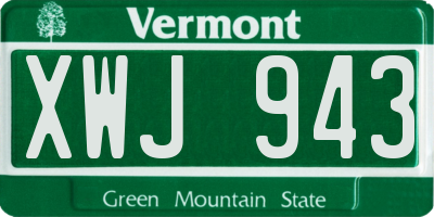 VT license plate XWJ943