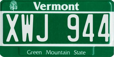 VT license plate XWJ944