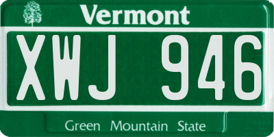 VT license plate XWJ946