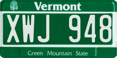 VT license plate XWJ948