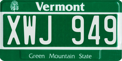 VT license plate XWJ949
